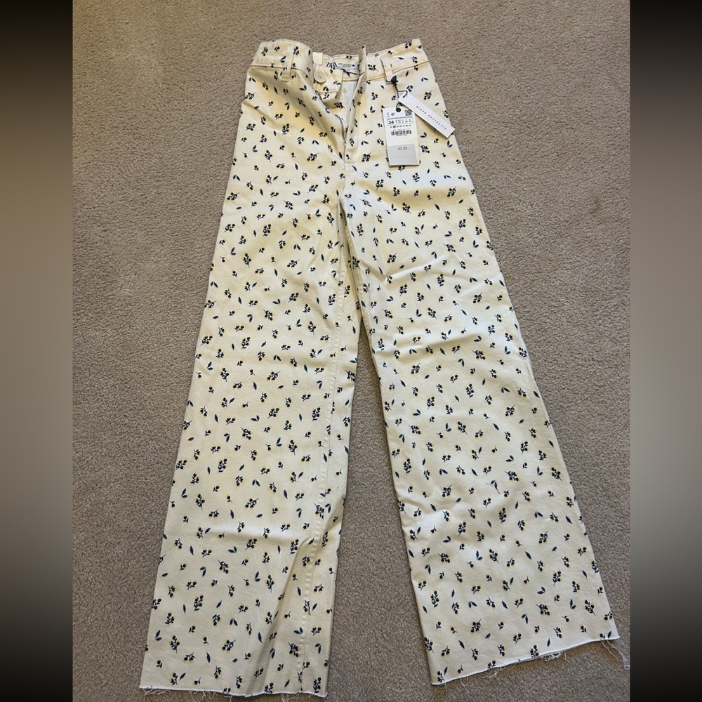 Zara wide leg floral pants